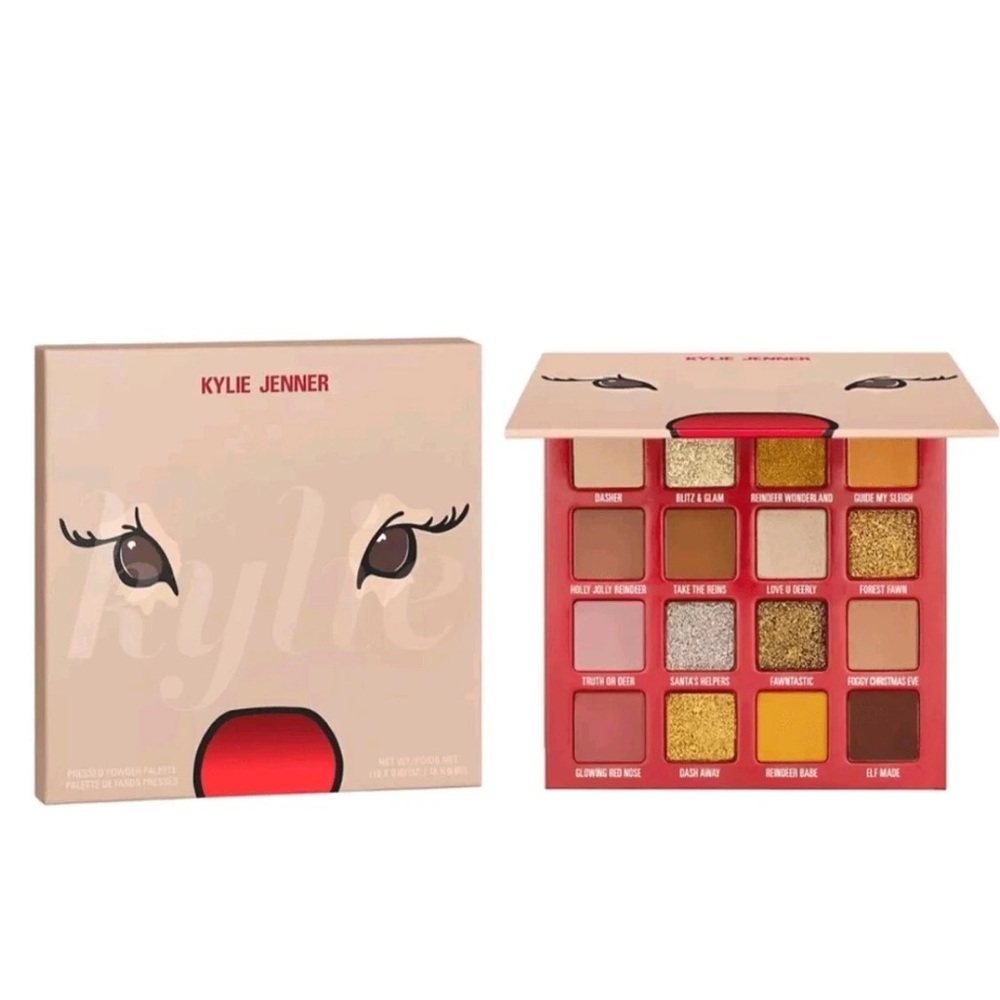 Kylie Jenner Cosmetics Holiday Reindeer Pressed Powder Eyeshadow Palette 16 Pan
